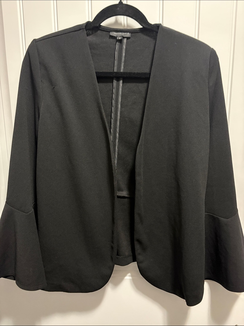 Ingredients M Black Open Front Blazer Bell Sleeve Jacket